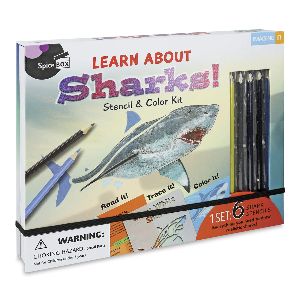 Spicebox Imagine It Sharks Stencil And Color Kit 3 Spicebox Imagine It Sharks Stencil And Color Kit
